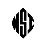 nsi cirkel letter logo ontwerp met cirkel en ellipsvorm. nsi ellipsletters met typografische stijl. de drie initialen vormen een cirkellogo. nsi cirkel embleem abstracte monogram brief mark vector. vector