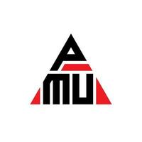 pmu driehoek brief logo ontwerp met driehoekige vorm. pmu driehoek logo ontwerp monogram. pmu driehoek vector logo sjabloon met rode kleur. pmu driehoekig logo eenvoudig, elegant en luxueus logo.