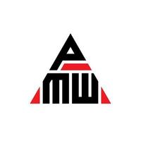 pmw driehoek brief logo ontwerp met driehoekige vorm. pmw driehoek logo ontwerp monogram. pmw driehoek vector logo sjabloon met rode kleur. pmw driehoekig logo eenvoudig, elegant en luxueus logo.