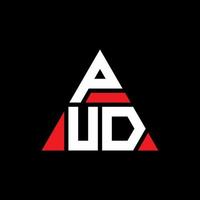 pud driehoek brief logo ontwerp met driehoekige vorm. pud driehoek logo ontwerp monogram. pud driehoek vector logo sjabloon met rode kleur. pud driehoekig logo eenvoudig, elegant en luxueus logo.