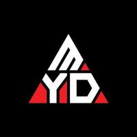 myd driehoek brief logo ontwerp met driehoekige vorm. myd driehoek logo ontwerp monogram. myd driehoek vector logo sjabloon met rode kleur. myd driehoekig logo eenvoudig, elegant en luxueus logo.