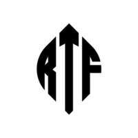 rtf cirkel letter logo ontwerp met cirkel en ellipsvorm. rtf-ellipsletters met typografische stijl. de drie initialen vormen een cirkellogo. rtf cirkel embleem abstracte monogram brief mark vector. vector