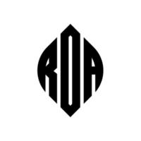 rda cirkel letter logo ontwerp met cirkel en ellipsvorm. rda ellipsletters met typografische stijl. de drie initialen vormen een cirkellogo. rda cirkel embleem abstracte monogram brief mark vector. vector