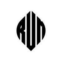 rum cirkel letter logo ontwerp met cirkel en ellipsvorm. rum ellipsletters met typografische stijl. de drie initialen vormen een cirkellogo. rum cirkel embleem abstracte monogram brief mark vector. vector
