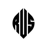 rus cirkel letter logo ontwerp met cirkel en ellipsvorm. rus ellipsletters met typografische stijl. de drie initialen vormen een cirkellogo. rus cirkel embleem abstracte monogram brief mark vector. vector