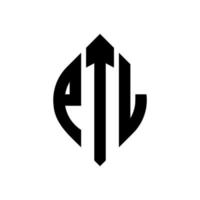 ptl cirkel letter logo-ontwerp met cirkel en ellipsvorm. ptl ellipsletters met typografische stijl. de drie initialen vormen een cirkellogo. ptl cirkel embleem abstracte monogram brief mark vector. vector