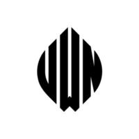 uwn cirkel letter logo ontwerp met cirkel en ellipsvorm. uwn ellipsletters met typografische stijl. de drie initialen vormen een cirkellogo. uwn cirkel embleem abstracte monogram brief mark vector. vector