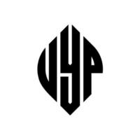 uyp cirkel letter logo ontwerp met cirkel en ellipsvorm. uyp-ellipsletters met typografische stijl. de drie initialen vormen een cirkellogo. uyp cirkel embleem abstracte monogram brief mark vector. vector