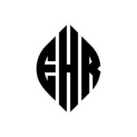 ehr cirkel letter logo-ontwerp met cirkel en ellipsvorm. ehr ellipsletters met typografische stijl. de drie initialen vormen een cirkellogo. ehr cirkel embleem abstracte monogram brief mark vector. vector