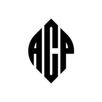 acp cirkel letter logo ontwerp met cirkel en ellipsvorm. acp-ellipsletters met typografische stijl. de drie initialen vormen een cirkellogo. acp cirkel embleem abstracte monogram brief mark vector. vector