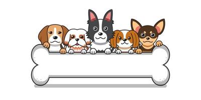 vector cartoon honden met groot bot