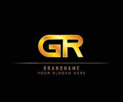 gr briefsjabloon goud logo. eerste brief luxe logo sjabloon. vector