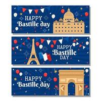 Bastille dag banners set vector