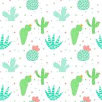 naadloos patroon met cactus op een witte achtergrond in cartoon style.vector illustration vector