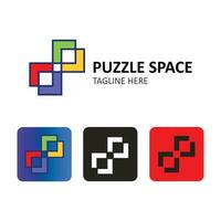 puzzel abstracte logo afbeelding, kleurrijk. vectorontwerp voor zaken, hotel, herberg, website, apps. vector
