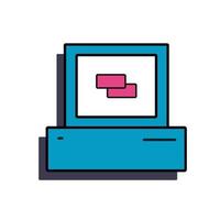 een personal computer is een interface-element van een oude Windows-pc uit de jaren 90. in retro-stijl stoomgolf. vector illustratie