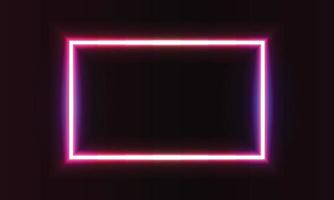 neon rechthoekig frame met glanzende effecten op donkere neon afgeronde vierkante achtergrond. lege gloeiende techno achtergrond. vectorillustratie. vector