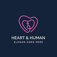menselijk hart lijntekeningen medische gezondheid logo ontwerp vector