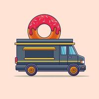 donut fastfood vrachtwagen voertuig transport illustratie ontwerpen vector