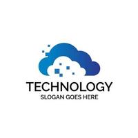 cloud computer digitaal logo-ontwerp met geometrische gegevensillustratie vector