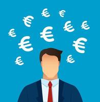 man denken met euro pictogram vectorillustratie vector