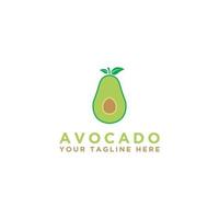 avocado-logo sjabloon. halve avocado met bladvectorontwerp. gezondheid voedsel ontwerp. vector