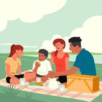 picknick interraciale familie vector