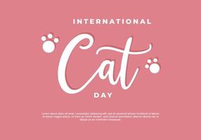 achtergrond voor de internationale kattendag op 8 augustus met voetafdruk vector