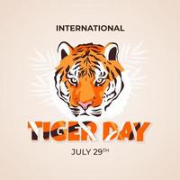 internationale tijgerdag met tijgerkopillustratie op geïsoleerde achtergrond vector