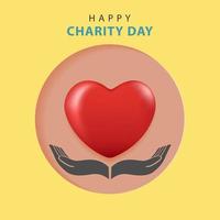 gelukkige liefdadigheidsdag van symboolhand met liefde vector