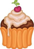 zoet cupcakebroodje, cakedessert, handgetekende illustratie vector