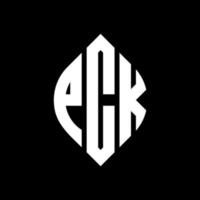 pck cirkel letter logo ontwerp met cirkel en ellipsvorm. pck ellipsletters met typografische stijl. de drie initialen vormen een cirkellogo. pck cirkel embleem abstracte monogram brief mark vector. vector