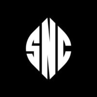 snc cirkel letter logo ontwerp met cirkel en ellipsvorm. snc ellipsletters met typografische stijl. de drie initialen vormen een cirkellogo. snc cirkel embleem abstracte monogram brief mark vector. vector