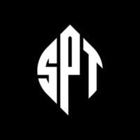 spt cirkel letter logo ontwerp met cirkel en ellipsvorm. spt ellipsletters met typografische stijl. de drie initialen vormen een cirkellogo. spt cirkel embleem abstracte monogram brief mark vector. vector