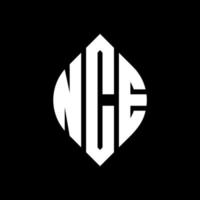 nce cirkel letter logo ontwerp met cirkel en ellipsvorm. nce ellipsletters met typografische stijl. de drie initialen vormen een cirkellogo. nce cirkel embleem abstracte monogram brief mark vector. vector