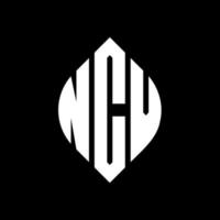 ncv cirkel letter logo ontwerp met cirkel en ellipsvorm. ncv ellipsletters met typografische stijl. de drie initialen vormen een cirkellogo. ncv cirkel embleem abstracte monogram brief mark vector. vector