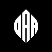 Oa cirkel letter logo-ontwerp met cirkel en ellipsvorm. oaa ellipsletters met typografische stijl. de drie initialen vormen een cirkellogo. oaa cirkel embleem abstracte monogram brief mark vector. vector