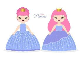 paar schattige prinsessenillustraties vector