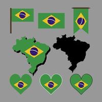 brazilië kaart en vlag van brazilië. vectorillustratie. vector