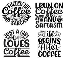 koffie citaten t-shirt ontwerp bundel vector