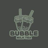 bubble melk thee vector logo. bubble melk thee cartoon. bubble melk thee vector logo met groene achtergrond.