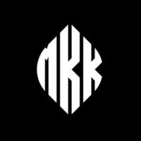 mkk cirkel letter logo-ontwerp met cirkel en ellipsvorm. mkk ellipsletters met typografische stijl. de drie initialen vormen een cirkellogo. mkk cirkel embleem abstracte monogram brief mark vector. vector