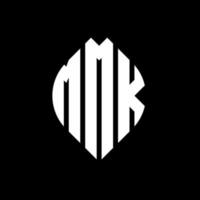 mmk cirkel letter logo-ontwerp met cirkel en ellipsvorm. mmk ellipsletters met typografische stijl. de drie initialen vormen een cirkellogo. mmk cirkel embleem abstracte monogram brief mark vector. vector