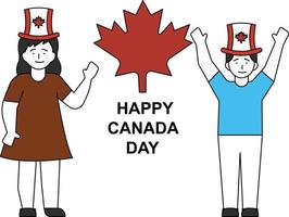 de kinderen feliciteren Canada Day. vector