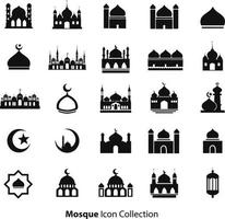moskee pictogrammen instellen vectorillustratie op witte achtergrond vector