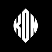 kon cirkel letter logo ontwerp met cirkel en ellipsvorm. kon ellipsletters met typografische stijl. de drie initialen vormen een cirkellogo. kon cirkel embleem abstracte monogram brief mark vector. vector