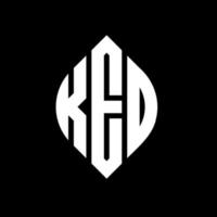 ked cirkel letter logo-ontwerp met cirkel en ellipsvorm. ked ellipsletters met typografische stijl. de drie initialen vormen een cirkellogo. ked cirkel embleem abstracte monogram brief mark vector. vector