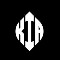 kia cirkel letter logo-ontwerp met cirkel en ellipsvorm. kia ellipsletters met typografische stijl. de drie initialen vormen een cirkellogo. kia cirkel embleem abstracte monogram brief mark vector. vector