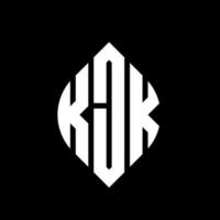 kjk cirkel letter logo ontwerp met cirkel en ellipsvorm. kjk ellipsletters met typografische stijl. de drie initialen vormen een cirkellogo. kjk cirkel embleem abstracte monogram brief mark vector. vector