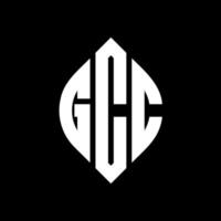 gcc cirkel letter logo ontwerp met cirkel en ellipsvorm. gcc ellipsletters met typografische stijl. de drie initialen vormen een cirkellogo. gcc cirkel embleem abstracte monogram brief mark vector. vector